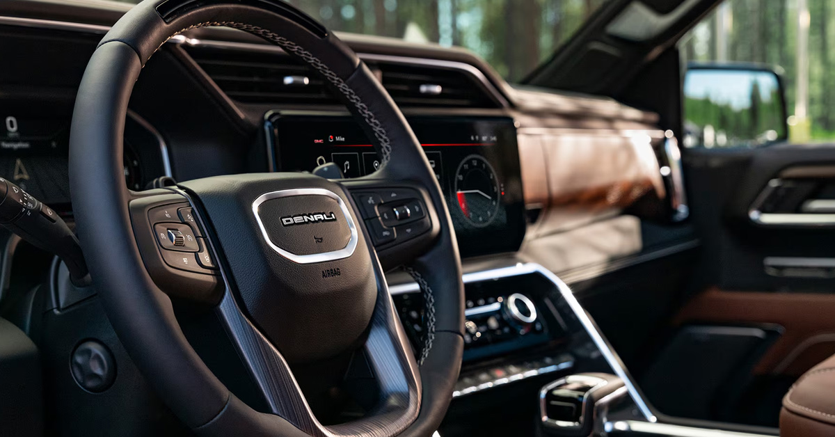 steering wheel of the 2026 GMC Sierra 1500 Denali