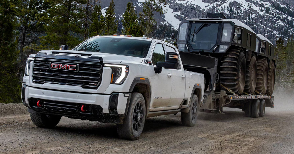 2026 GMC Sierra HD - Towing a heavy-duty all-terrain vehicle