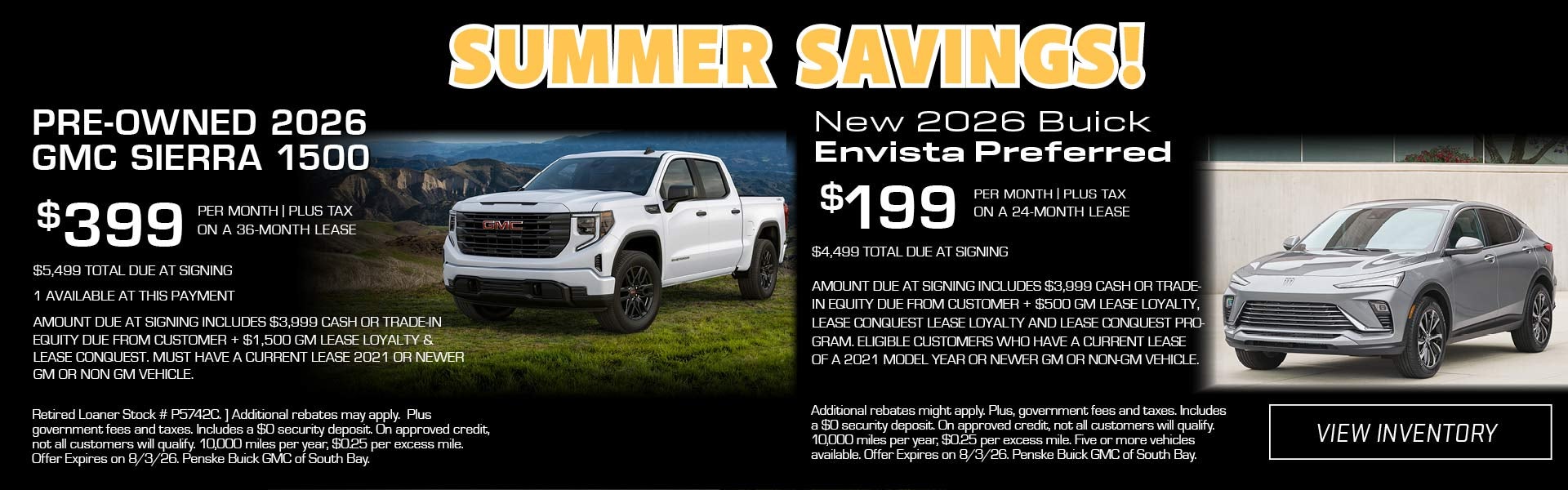Pre-owned 2026 GMC Sierra 1500 and Envista Preferred