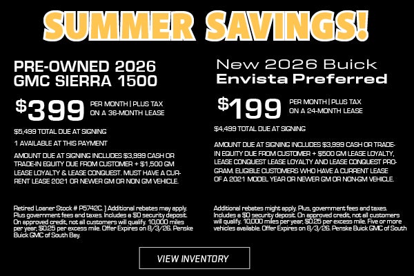 Pre-owned 2026 GMC Sierra 1500 and Envista Preferred