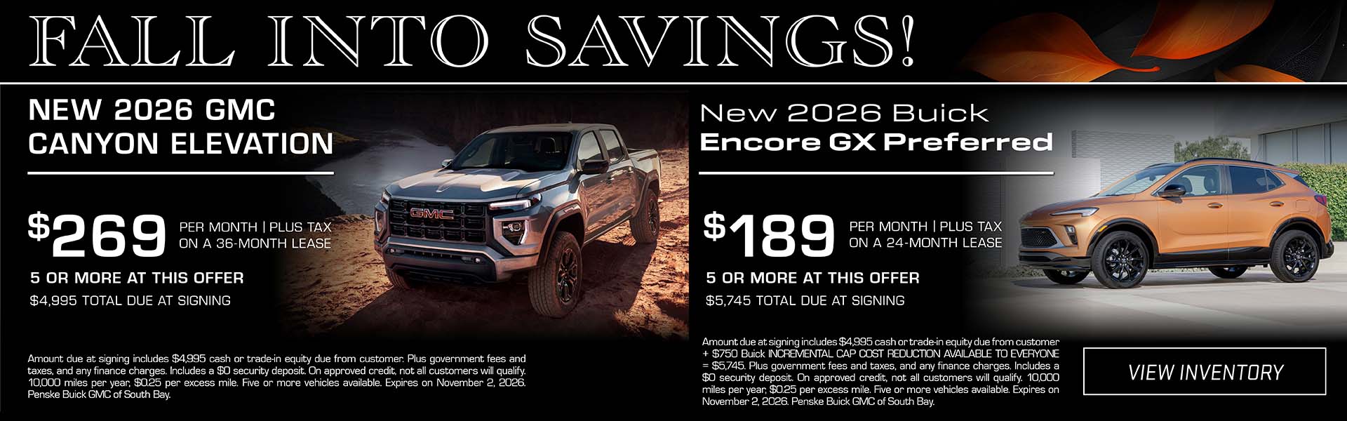 Fall Into Savings with 2026 GMC Canyon or 2026 Buick Encore 