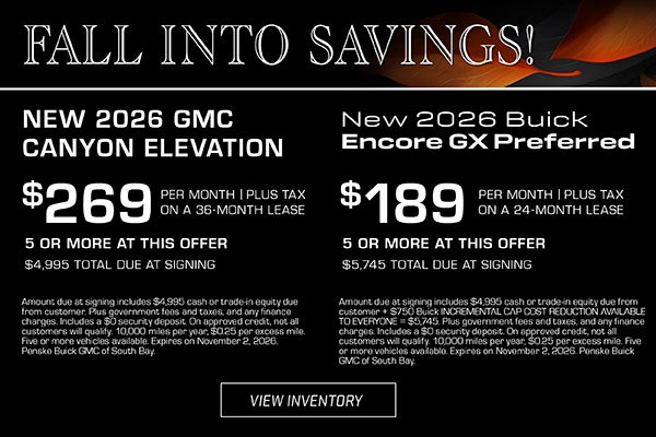 Fall Into Savings with 2026 GMC Canyon or 2026 Buick Encore 
