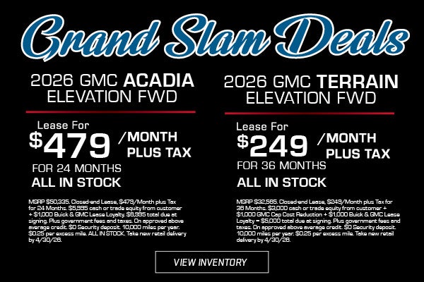 2026 GMC Acadia and Terrain Elevation SUV lease deals