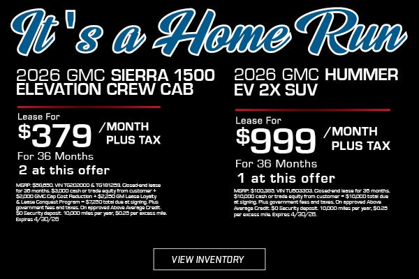 2026 GMC Sierra 1500 and Hummer EV lease offers
