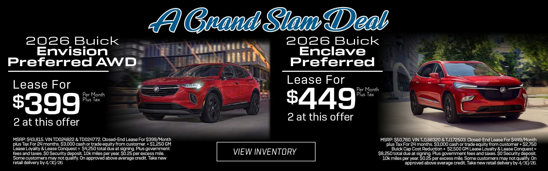 2026 Buick Envision and Enclave Preferred lease deals