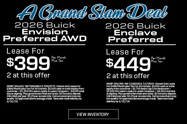 2026 Buick Envision and Enclave Preferred lease deals