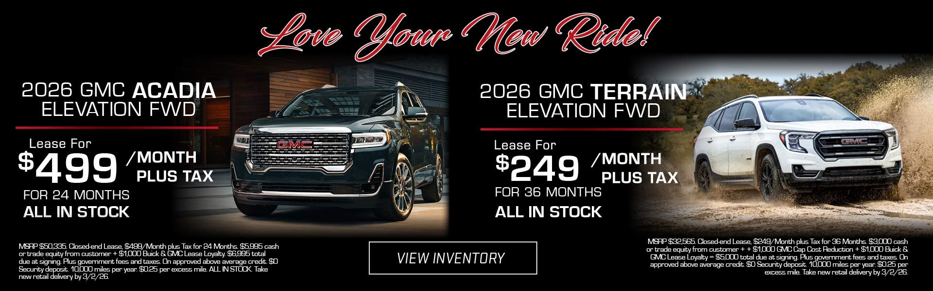 Love Your New Ride - 2026 GMC Acadia & Terrain
