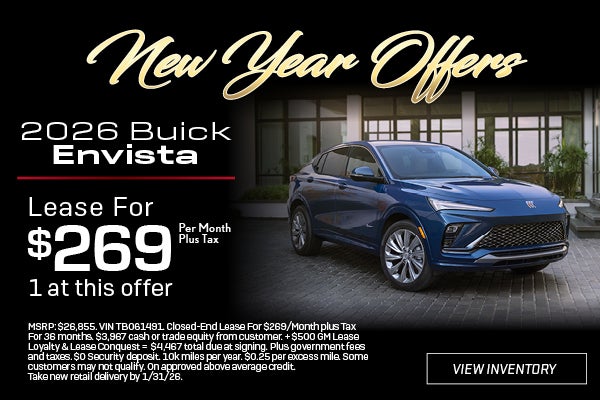 Blue 2026 Buick Envista crossover lease offer